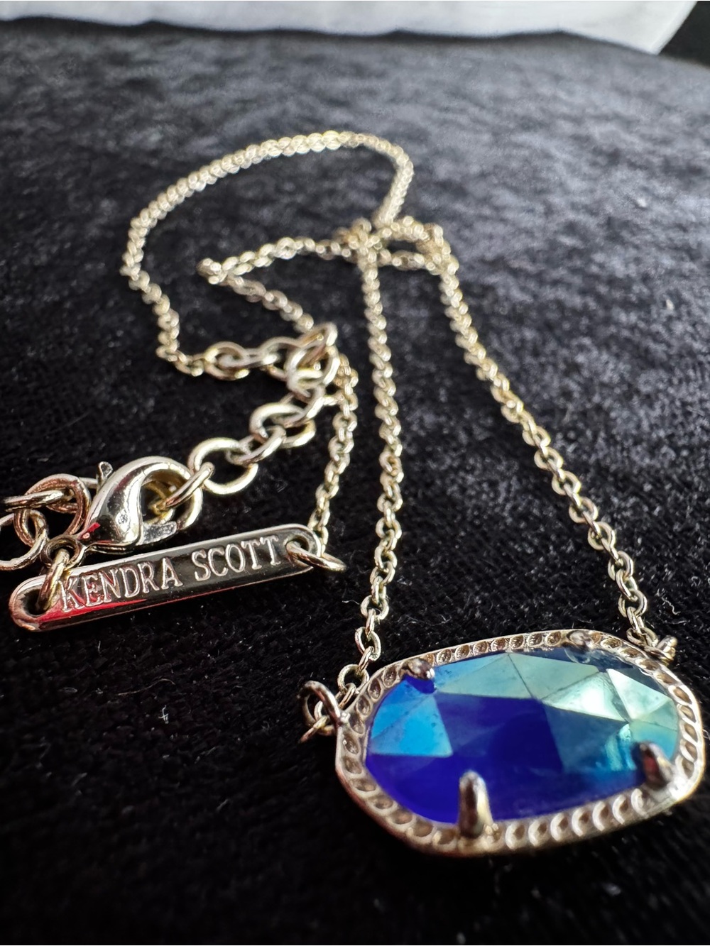 Kendra Scott Gold-Tone Necklace with Iridescent Blue Stone